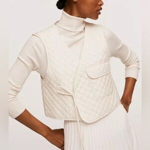 Mango Cream Quilted Vest NWT